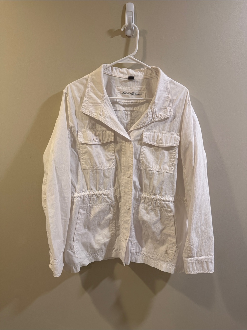 Eddie Bauer White Drawstring Waist Utility Jacket